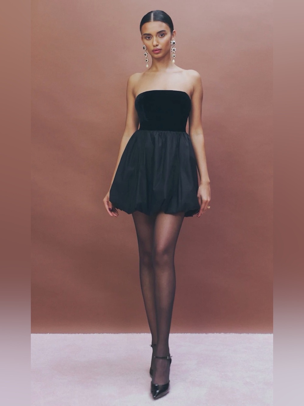 Reformation St. Louis Velvet Bubble Skirt Dress